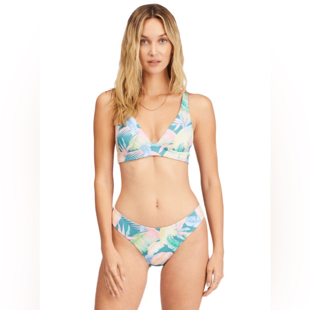 BILLABONG WOMENS RIDES AND TIDES BANDED TRIANGLE REVERSIBLE BIKINI TOP